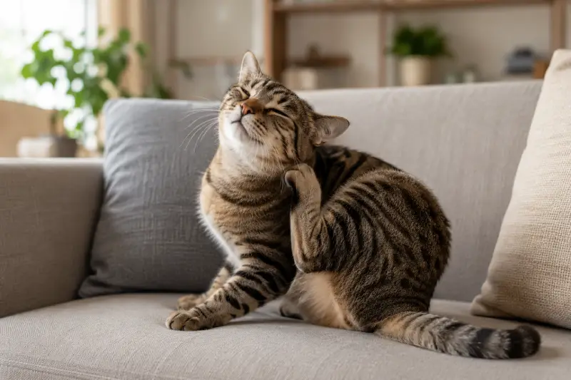 les raisons qui amène le chat a se gratter derrière les oreilles